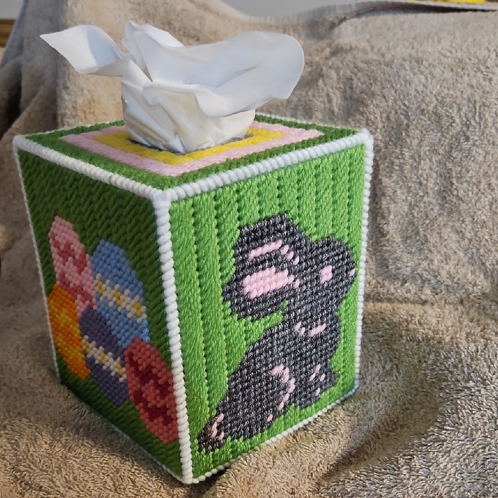 Colorful Bunny and Eggs Homemade Tissue Box Cover - Picture 4 of 4